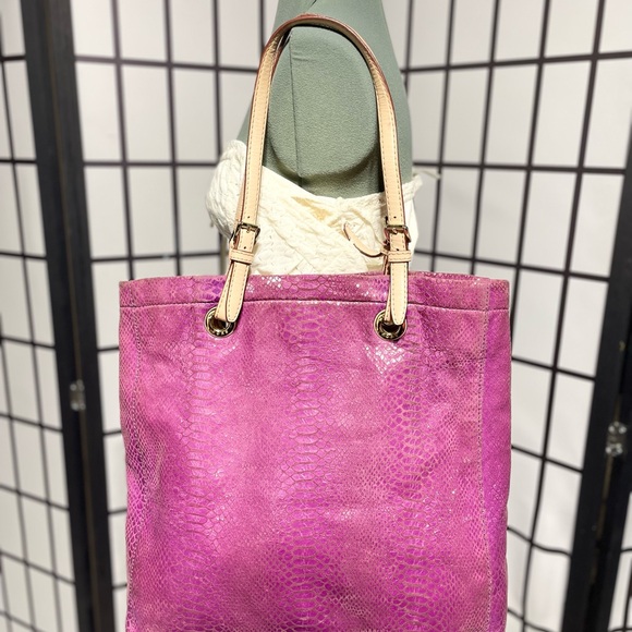 Michael Kors Fuchsia Snakeskin Tote - Picture 7 of 15